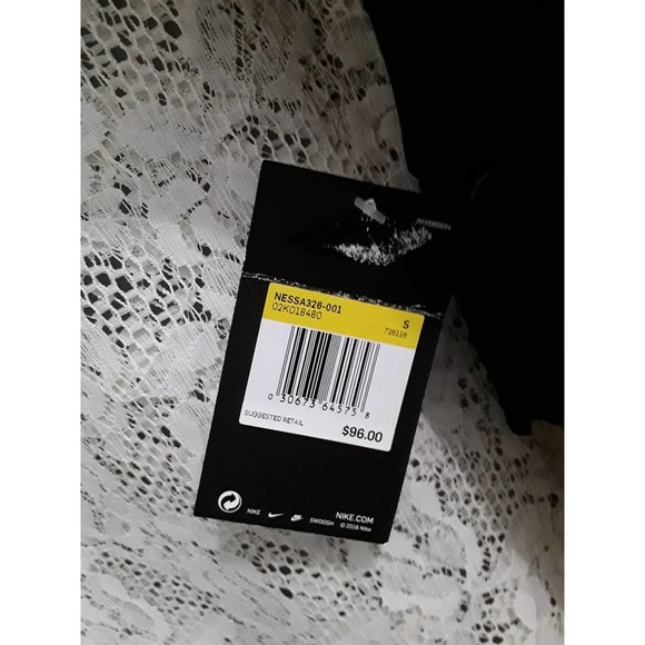 NWT Nike Sz S NESSA Black With White Swish Tank One Piece Swimsuit - Picture 4 of 11